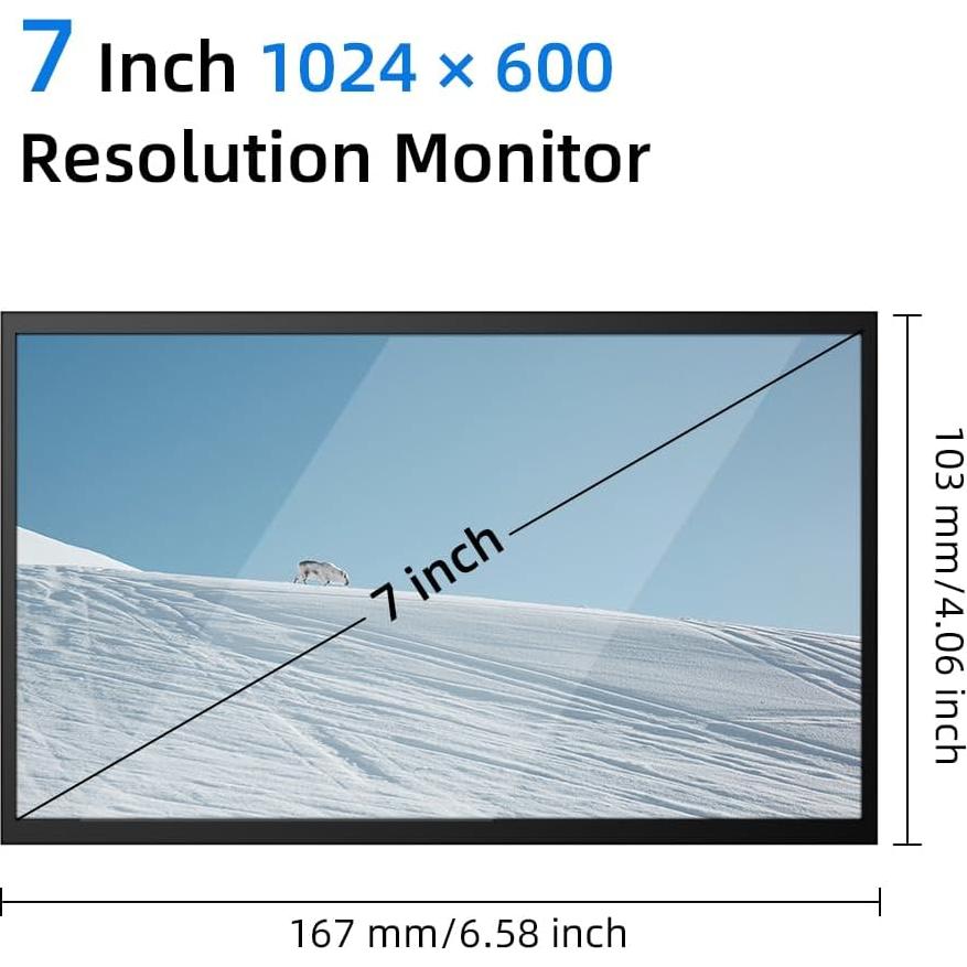 Monitor Portátil CUQI de 7" IPS 1024x600 HDMI para Raspberry Pi