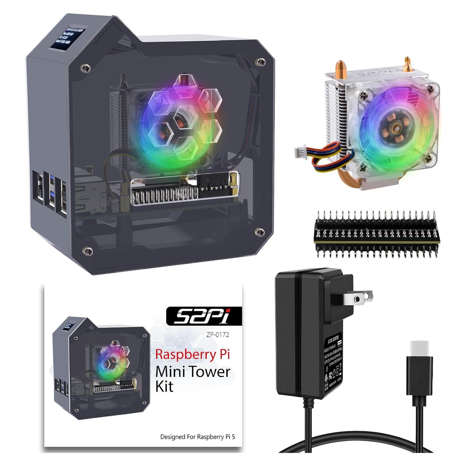 Kit Torre Mini GeeekPi con Fuente 27W y Enfriador para Raspberry Pi 5