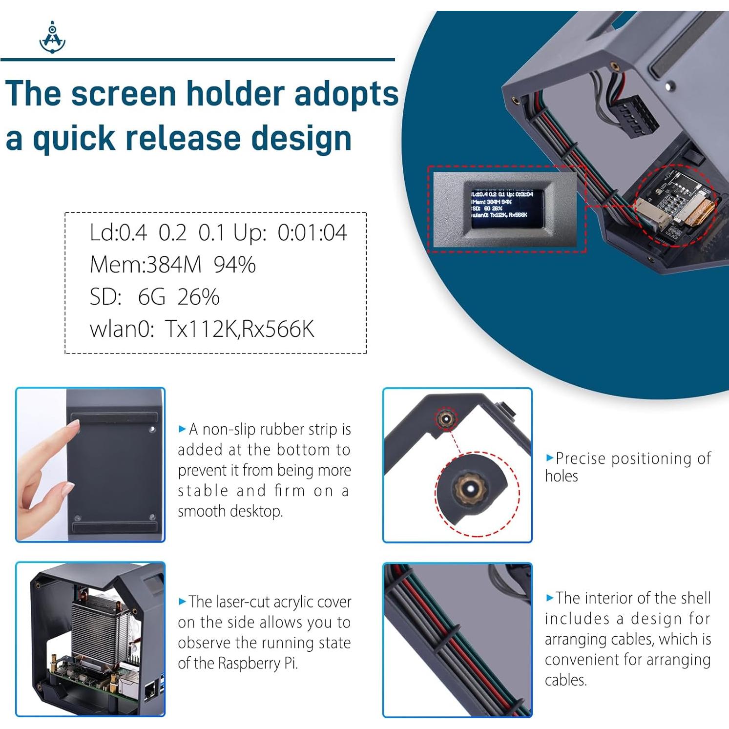 Kit Torre Mini GeeekPi con Fuente 27W y Enfriador para Raspberry Pi 5