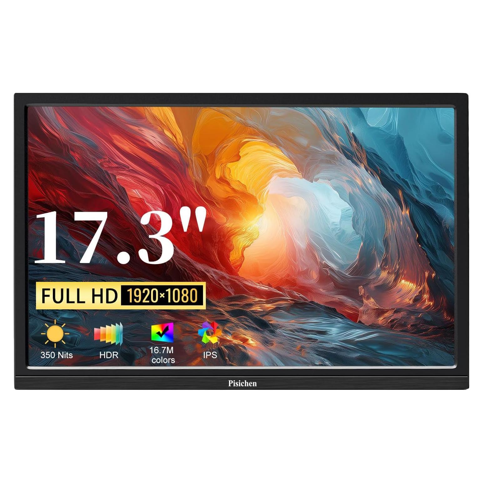 Monitor Portátil 17.3" FHD 1920x1080 IPS USB-C HDMI