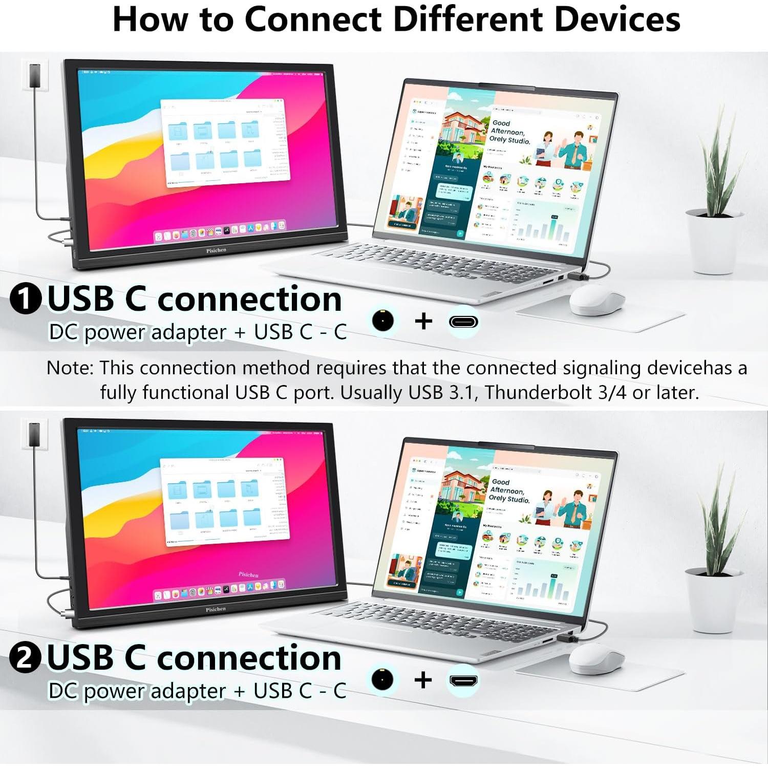 Monitor Portátil 17.3" FHD 1920x1080 IPS USB-C HDMI