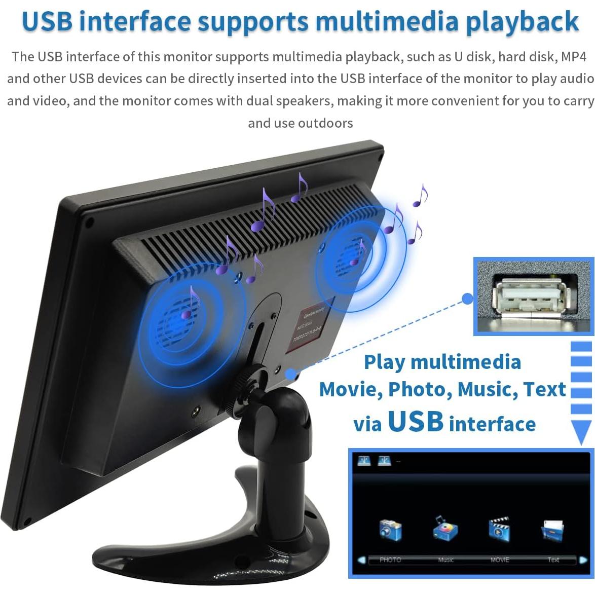 Monitor de Seguridad LCD 10.1" Qcvoruno QC101A 1024x600