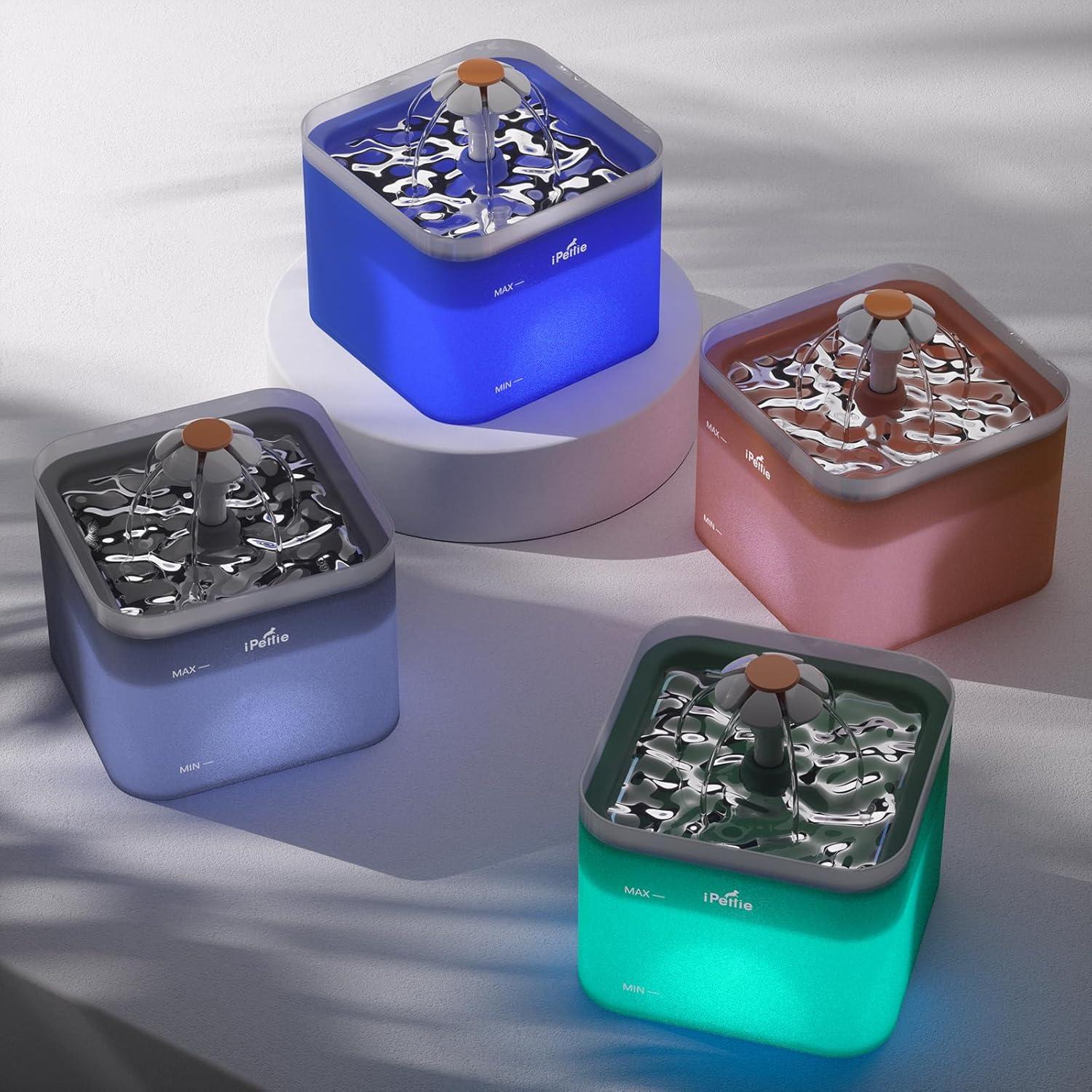 Fuente de Agua para Gatos iPettie Neverland 2L con Luz LED