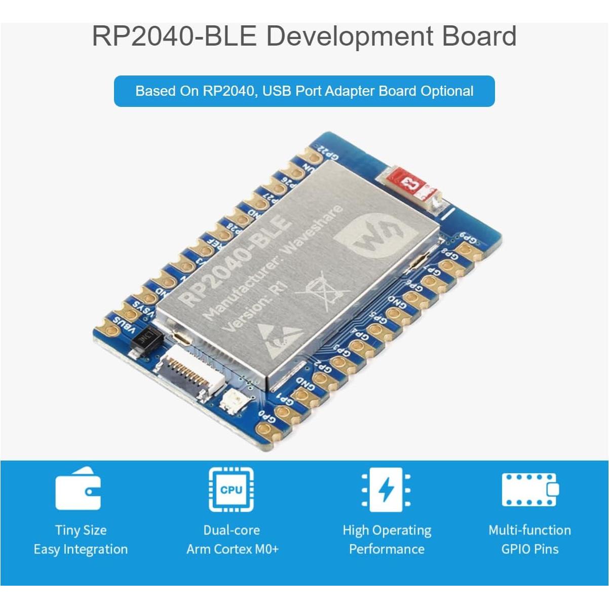 Placa de desarrollo RP2040-BLE Waveshare Bluetooth 5.1