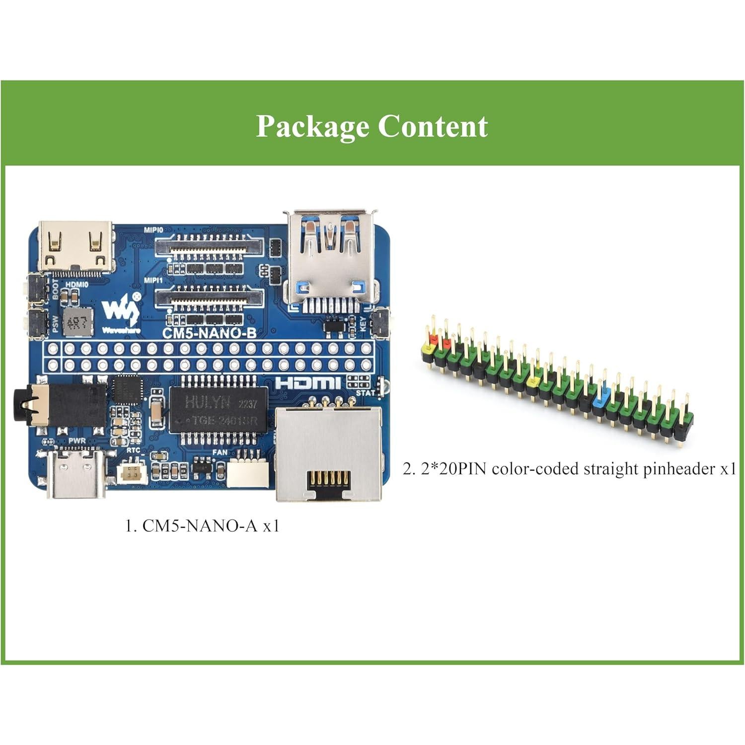 Placa Base Nano Wonrabai para Raspberry Pi CM5 - USB 3.2, GPIO 40PIN