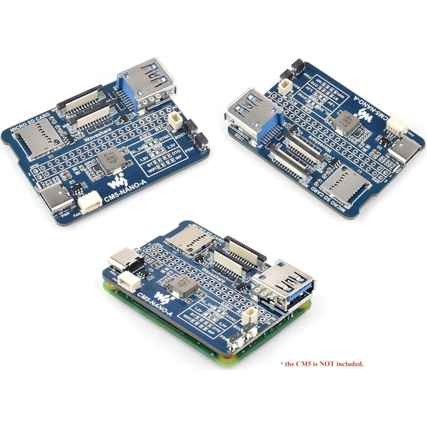 Placa Base Nano Wonrabai para Raspberry Pi CM5 - USB 3.2, GPIO 40PIN