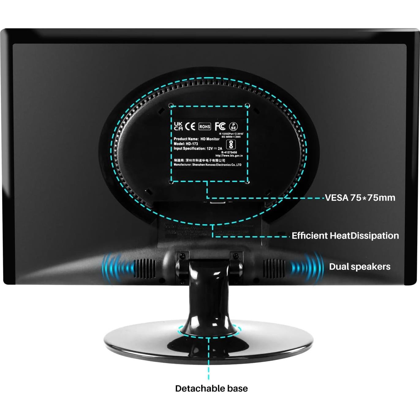 Monitor LCD 17.3" Kenowa 1600x900 HDMI VGA Altavoces