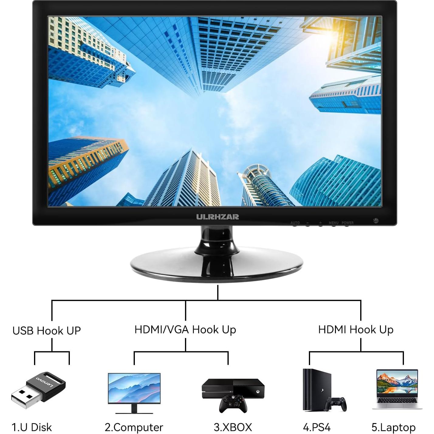 Monitor LCD 17.3" Kenowa 1600x900 HDMI VGA Altavoces