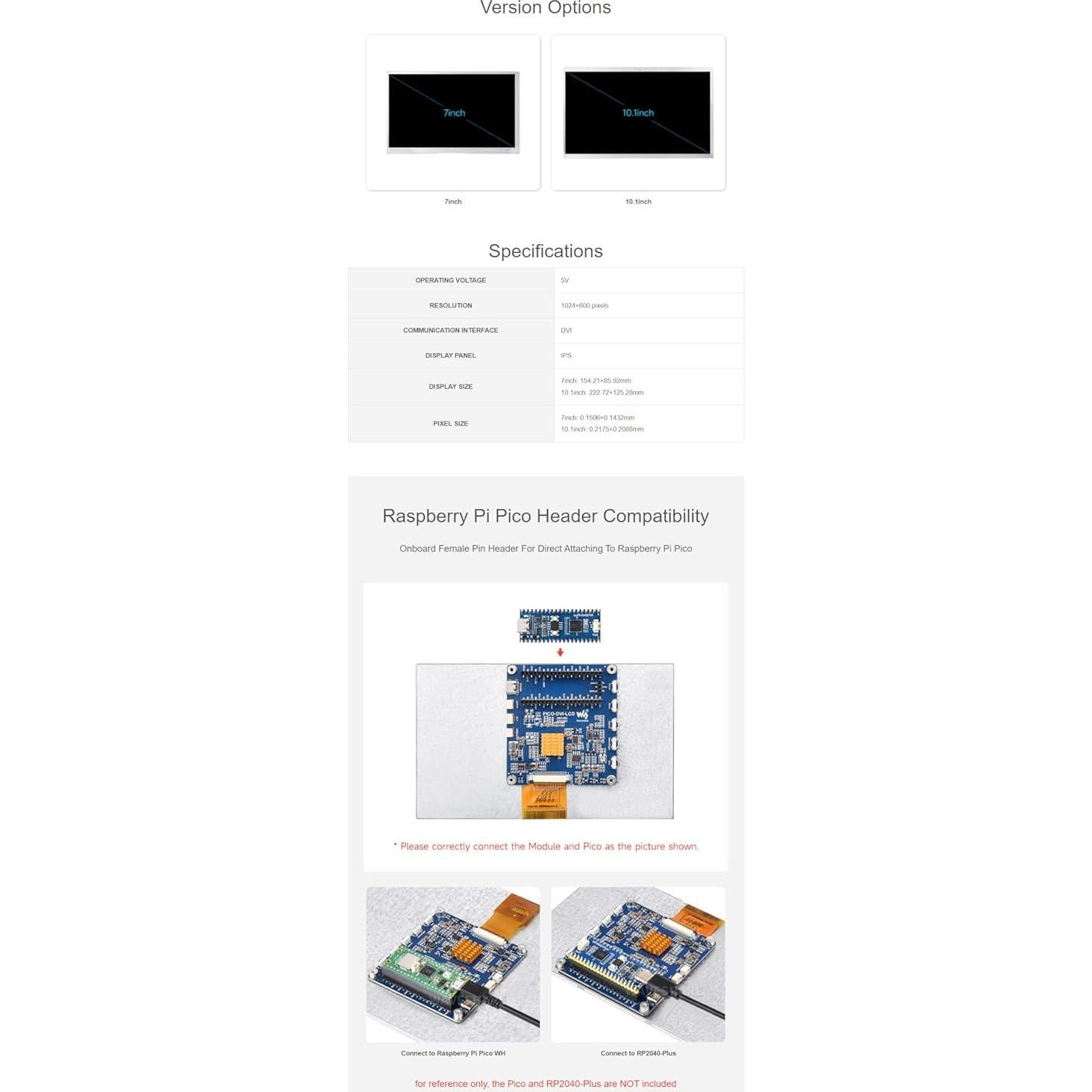 Módulo Pantalla DVI 10.1" Coolwell IPS 1024x600 para Raspberry Pi