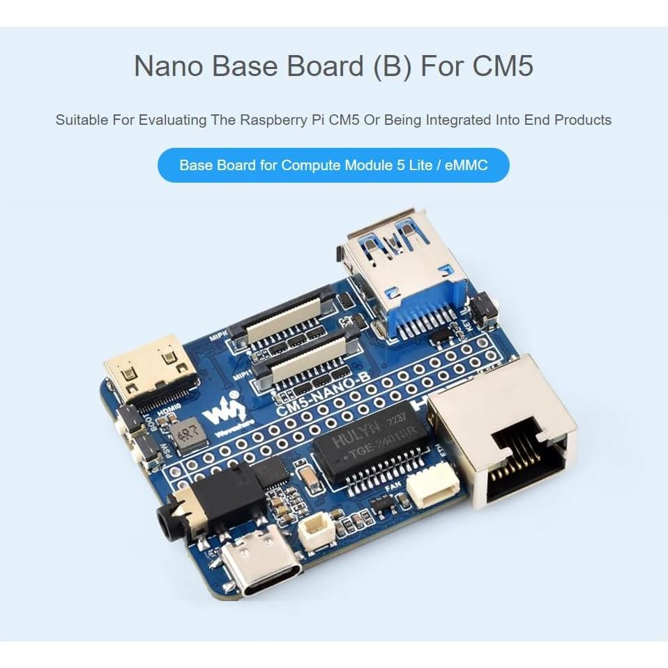 Placa Base Nano (B) Waveshare para Raspberry Pi CM5 Lite