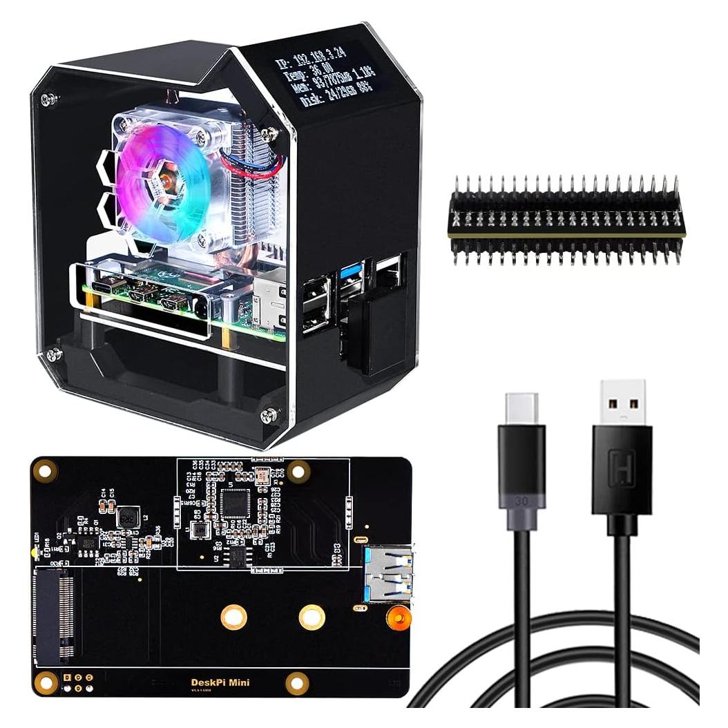 Kit Torre NAS Mini GeeekPi para Raspberry Pi 4 con Enfriador RGB