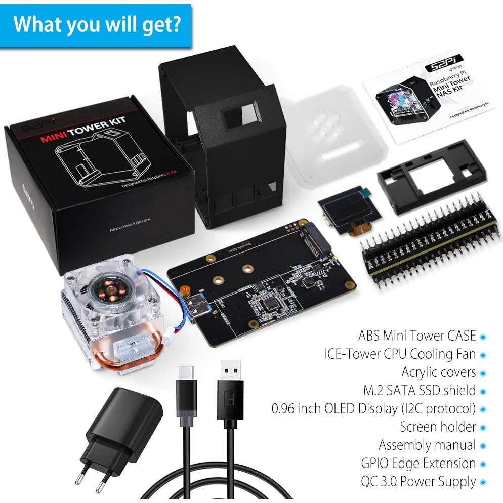 Kit Torre NAS Mini GeeekPi para Raspberry Pi 4 con Enfriador RGB