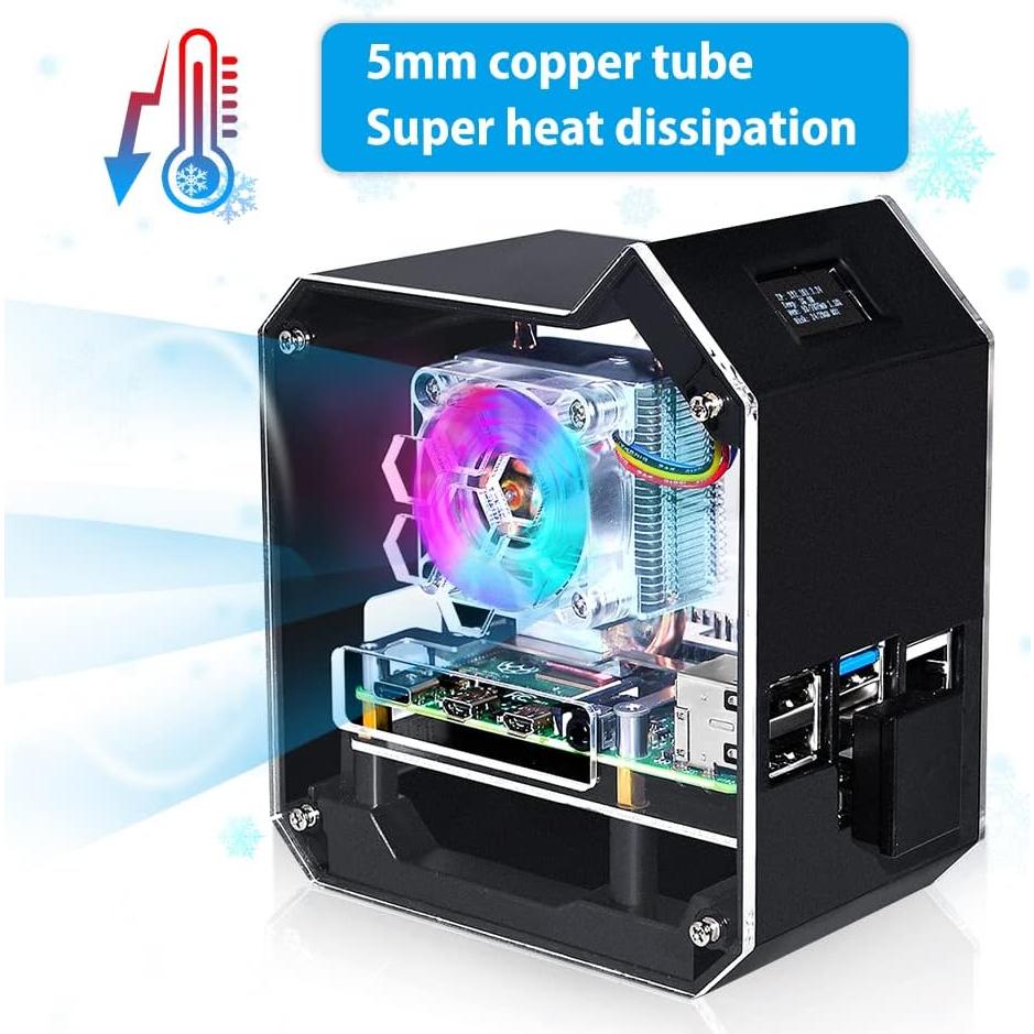 Kit Torre NAS Mini GeeekPi para Raspberry Pi 4 con Enfriador RGB