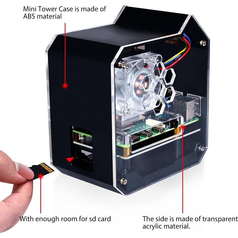 Kit Torre NAS Mini GeeekPi para Raspberry Pi 4 con Enfriador RGB