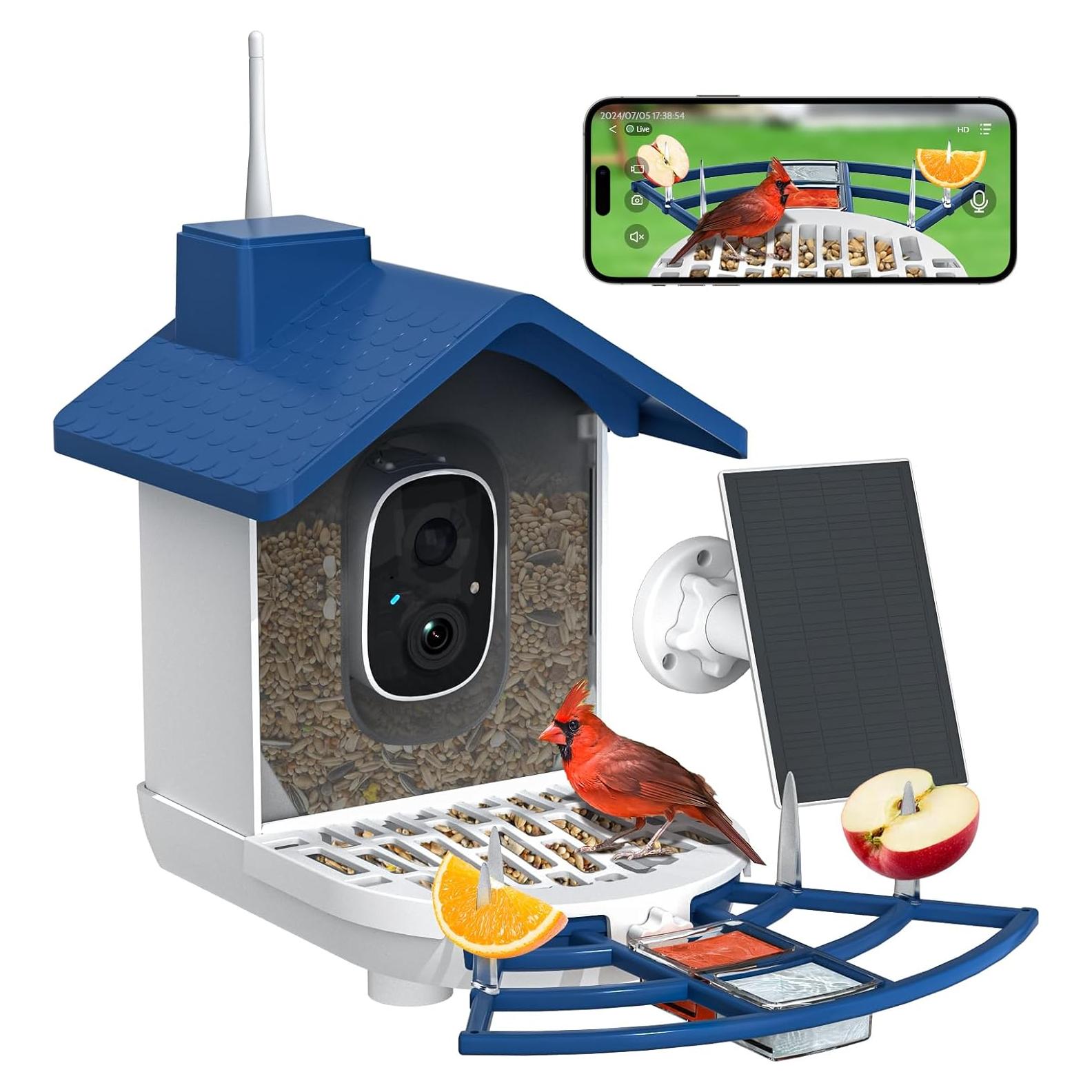 Comedero para Aves BYRANKE con Cámara 2K y Panel Solar