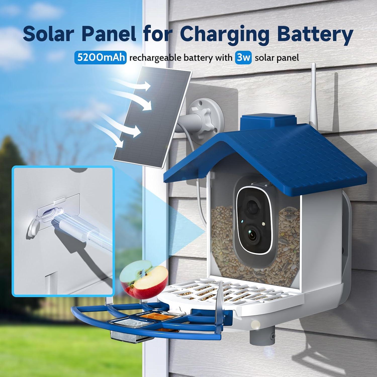 Comedero para Aves BYRANKE con Cámara 2K y Panel Solar