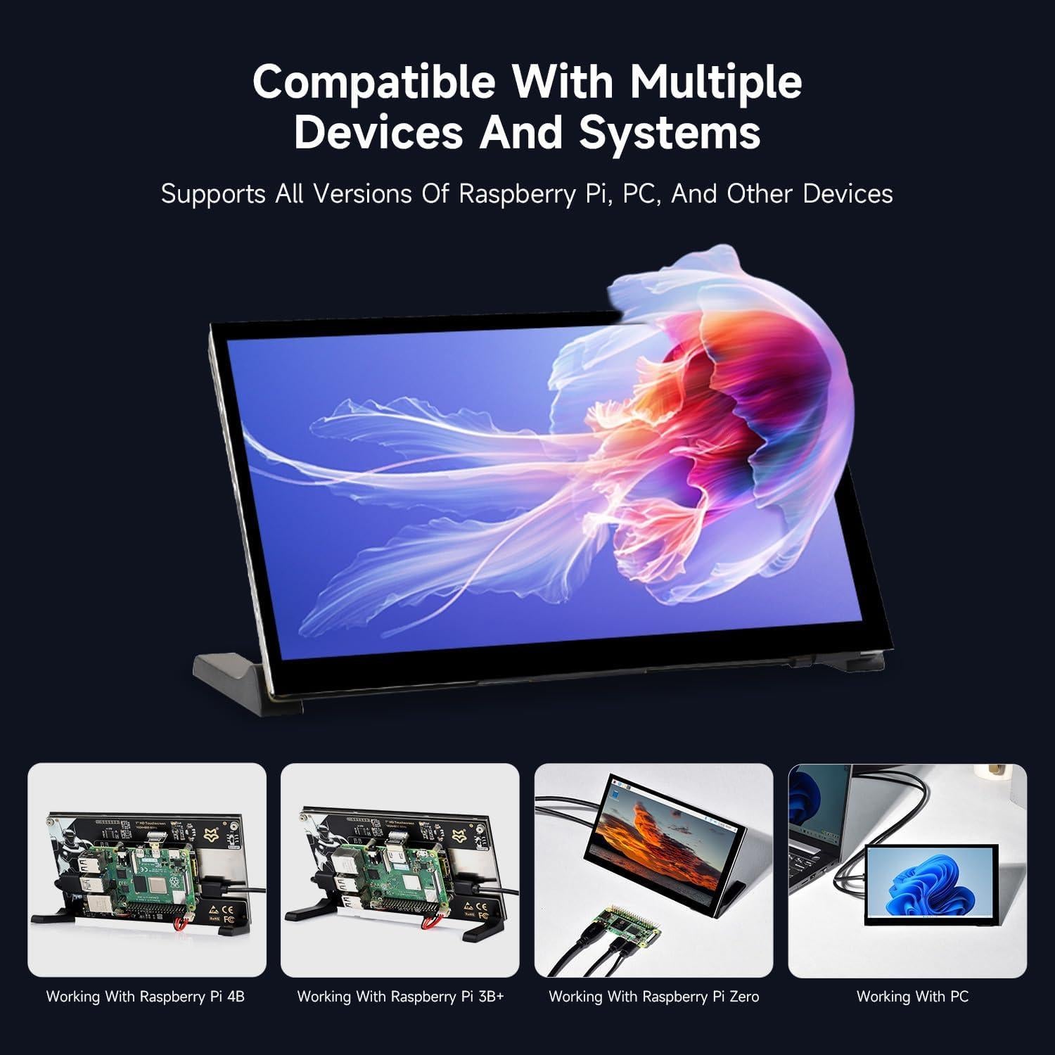 Pantalla Táctil 7" LUCKFOX HDMI 1024x600 para Raspberry Pi