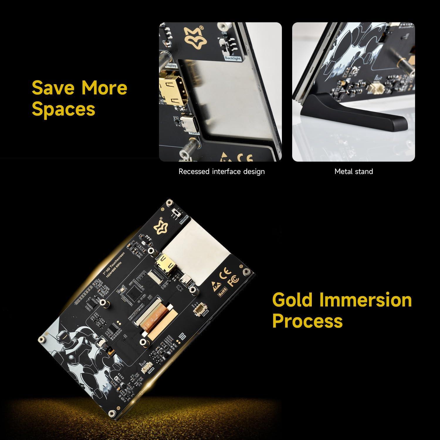 Pantalla Táctil 7" LUCKFOX HDMI 1024x600 para Raspberry Pi