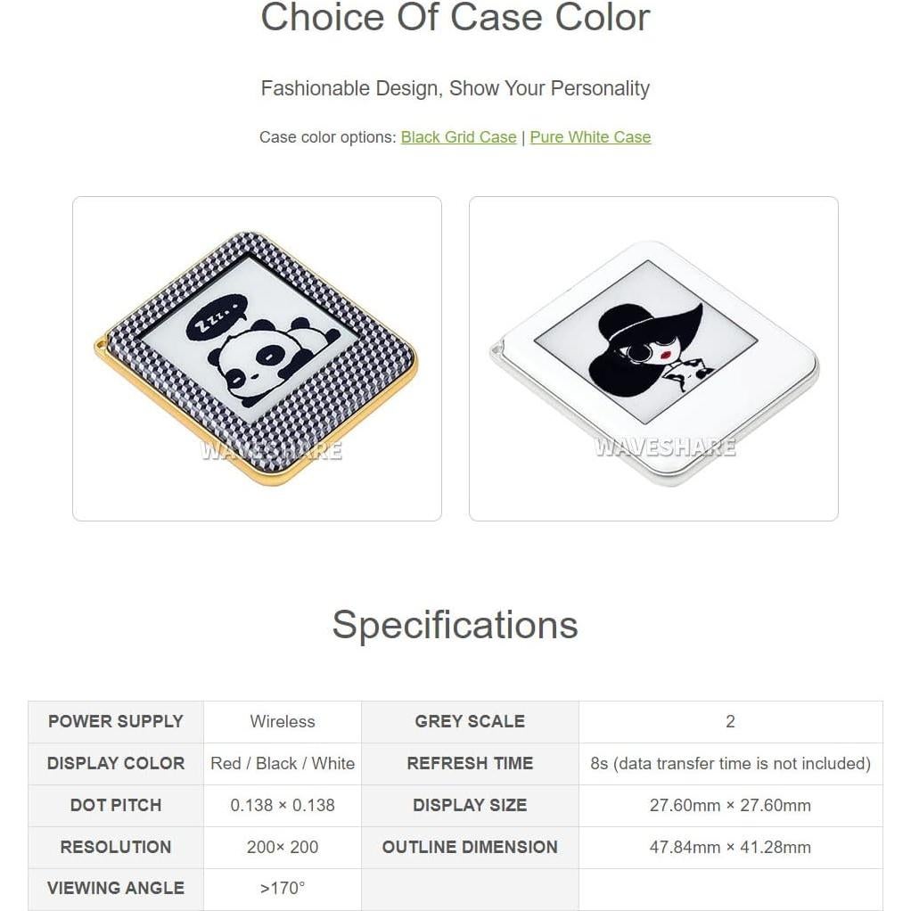 Pantalla e-Paper 1.54" Waveshare NFC Sin Batería 10g