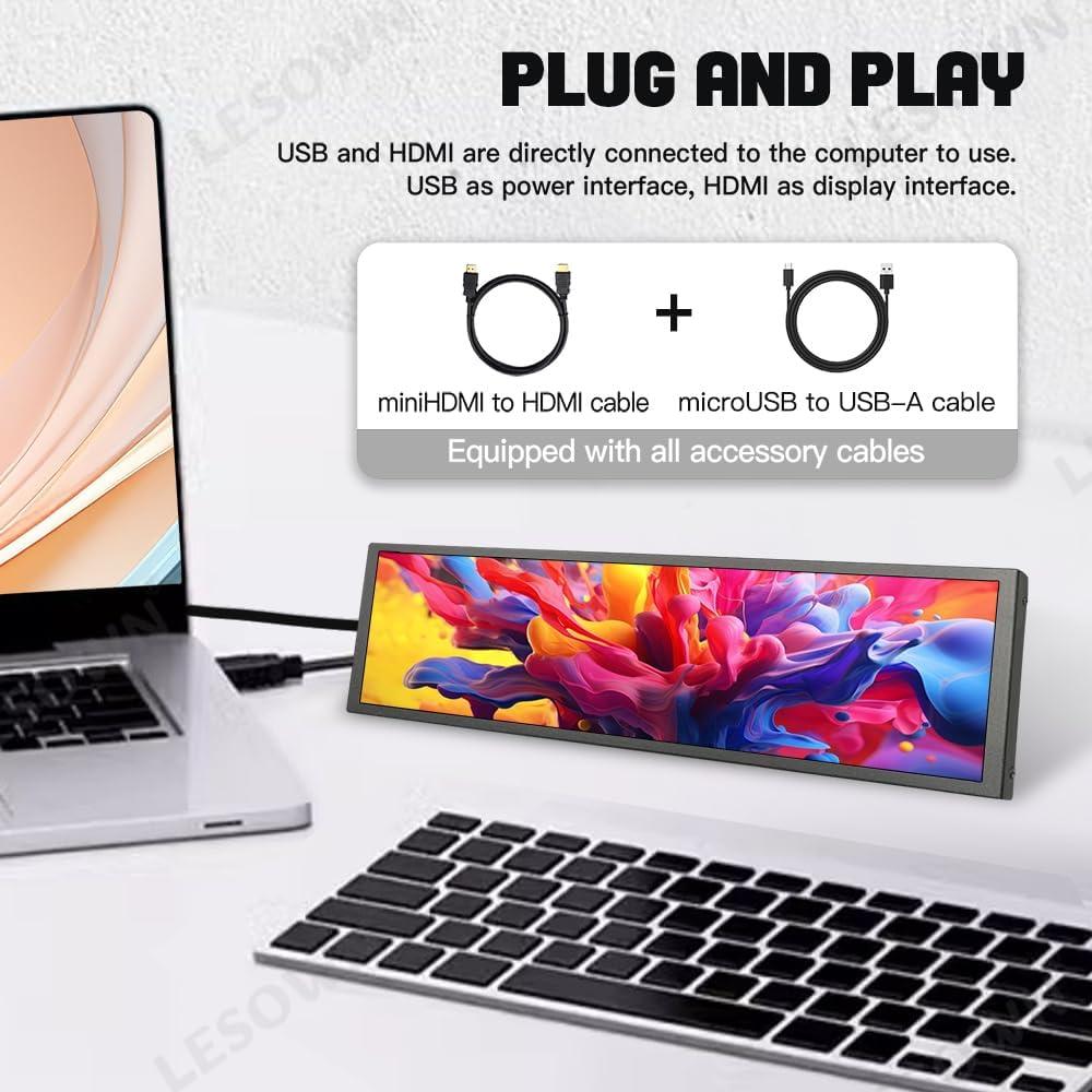 Monitor Táctil IPS 8.8" LESOWN P88-T 480x1920 para PC