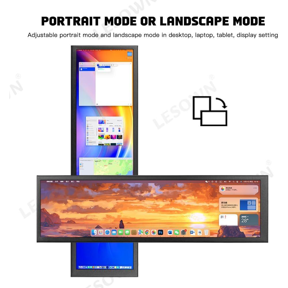 Monitor Táctil IPS 8.8" LESOWN P88-T 480x1920 para PC