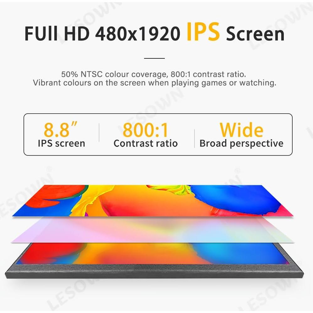 Monitor Táctil IPS 8.8" LESOWN P88-T 480x1920 para PC