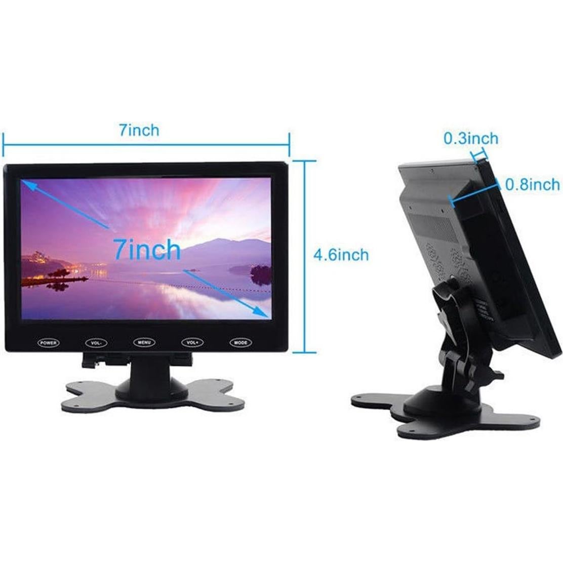 Monitor LCD TFT 7" PONPY HD 800x480 Táctil AV HDMI VGA
