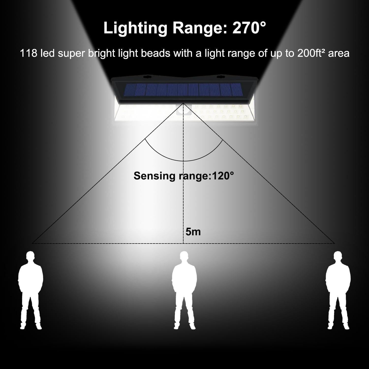 Luz Solar para Porche RV CCBASEBALL 118 LED Sensor Movimiento