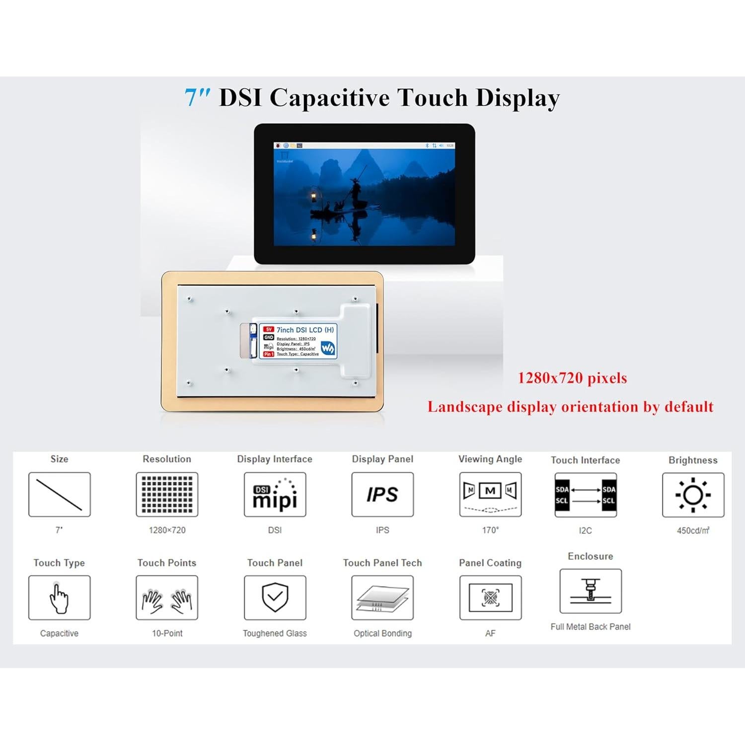 Pantalla Táctil Capacitiva LCD DSI 7" UeeKKoo 1280x720 IPS