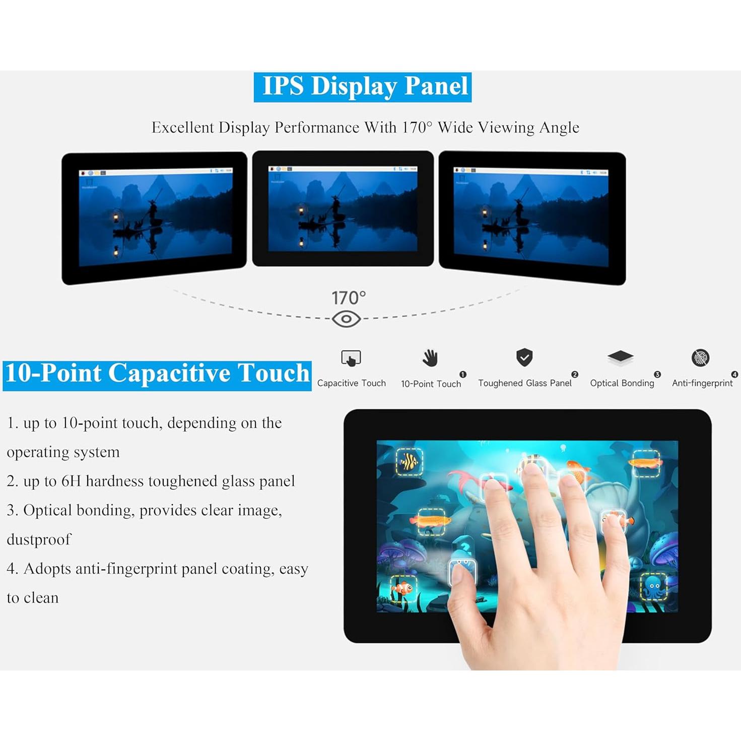 Pantalla Táctil Capacitiva LCD DSI 7" UeeKKoo 1280x720 IPS