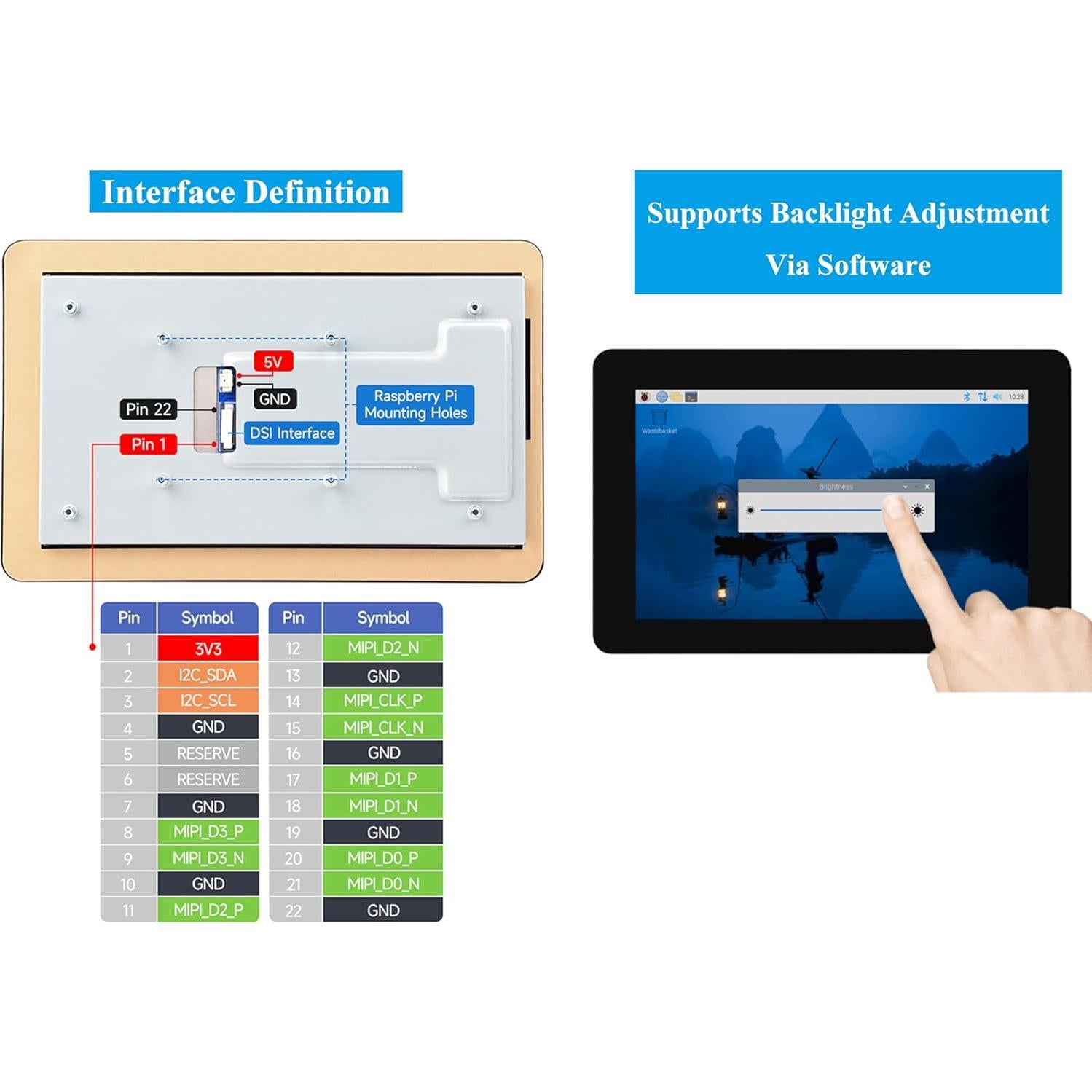 Pantalla Táctil Capacitiva LCD DSI 7" UeeKKoo 1280x720 IPS
