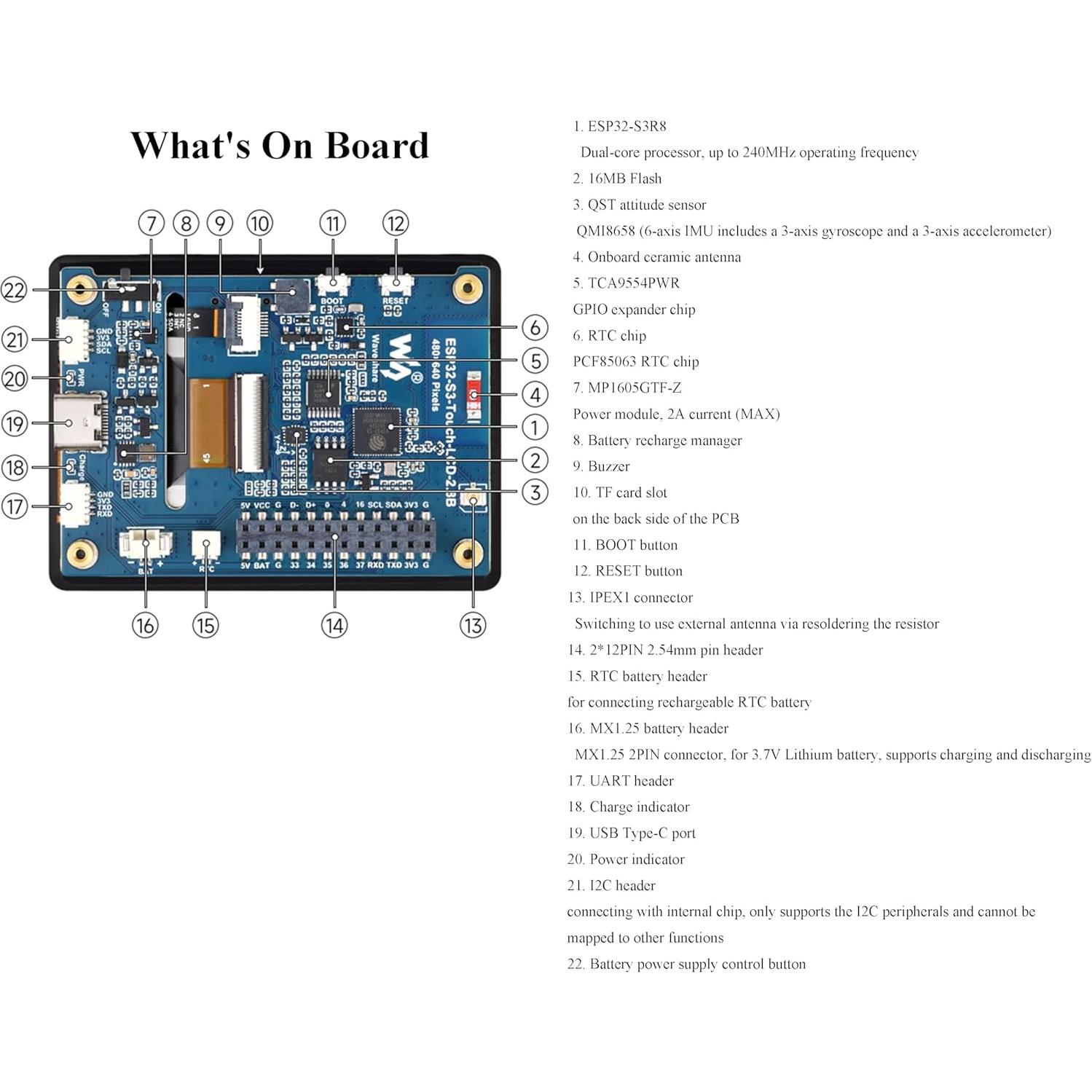Placa de Desarrollo UeeKKoo ESP32-S3 con Pantalla LCD 7.1 cm
