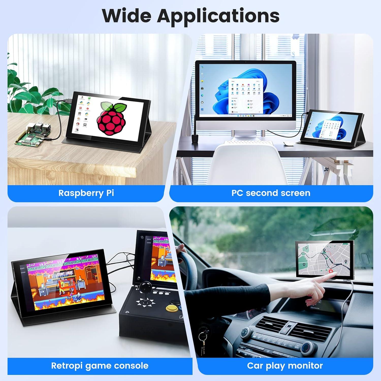 Monitor Portátil Eyoyo 7" Táctil 1024x600 Mini HDMI USB-C