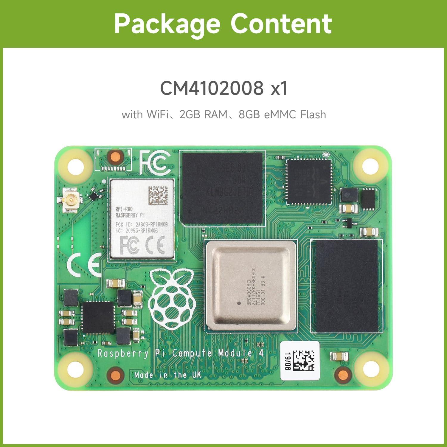 Módulo de Computación Waveshare CM4102008 con Antena y Disipador