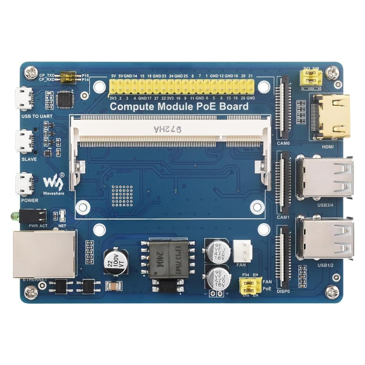 Placa PoE Waveshare para Raspberry Pi CM3/CM3L/CM3+/CM3+L