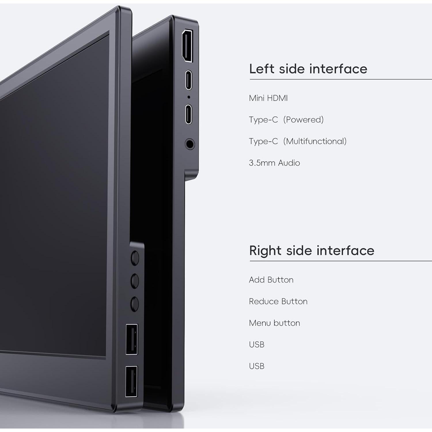 Monitor Portátil PONKLOIE 11.6" HDMI USB-C 1366x768