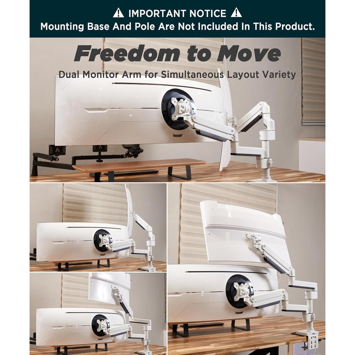 Brazo de Monitor ULTRARM MA20PW-A Ajustable Blanco 49"