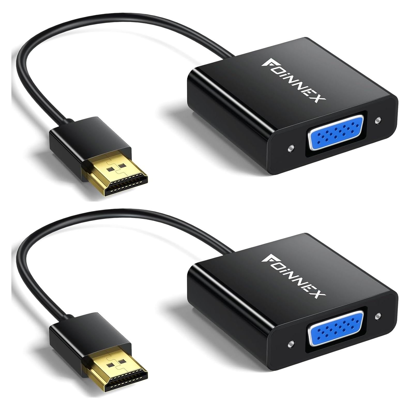 Adaptador HDMI a VGA FOINNEX - Paquete de 2, 1080p Full HD