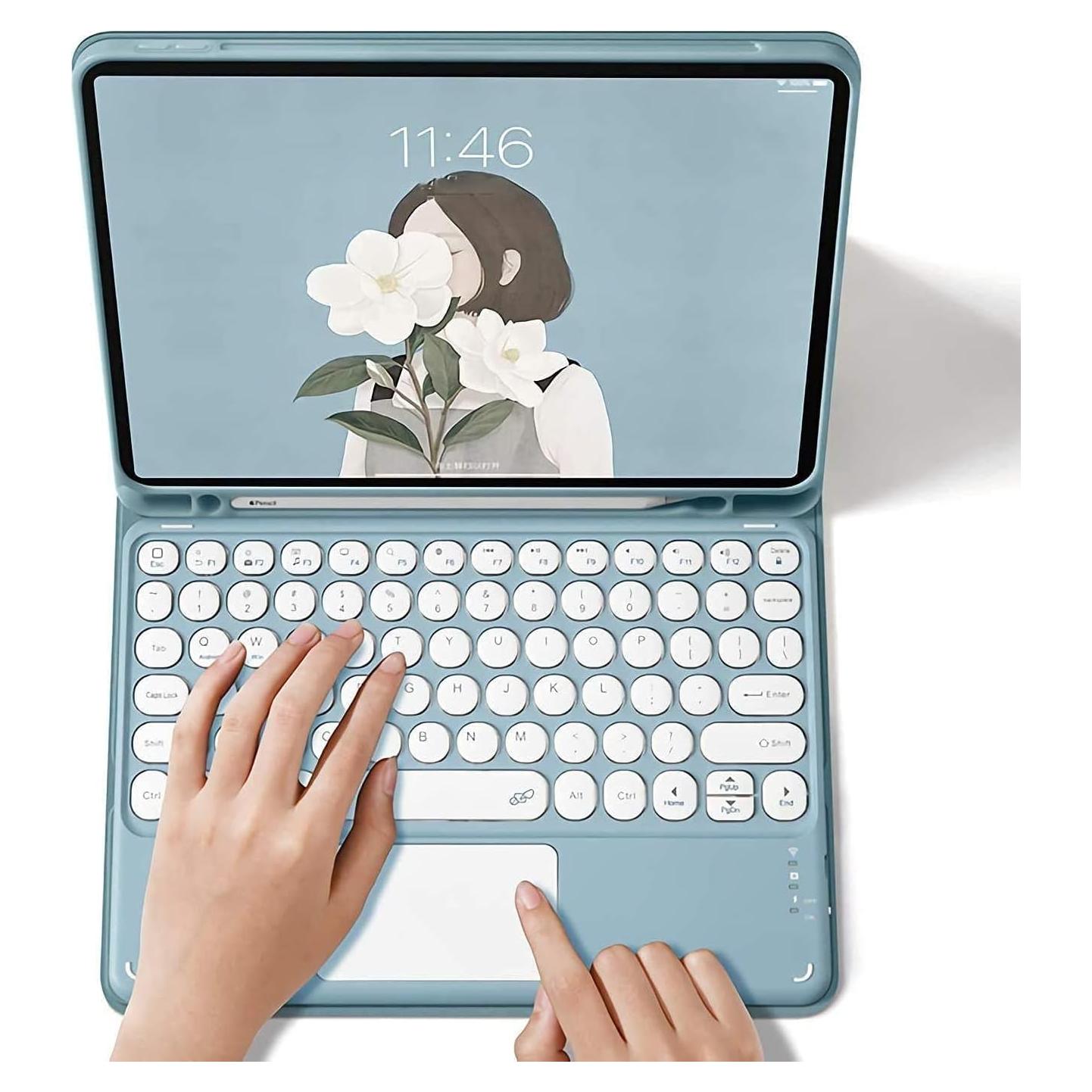 Funda Teclado Bluetooth YAOHAOXIN para Fire HD 10 Azul