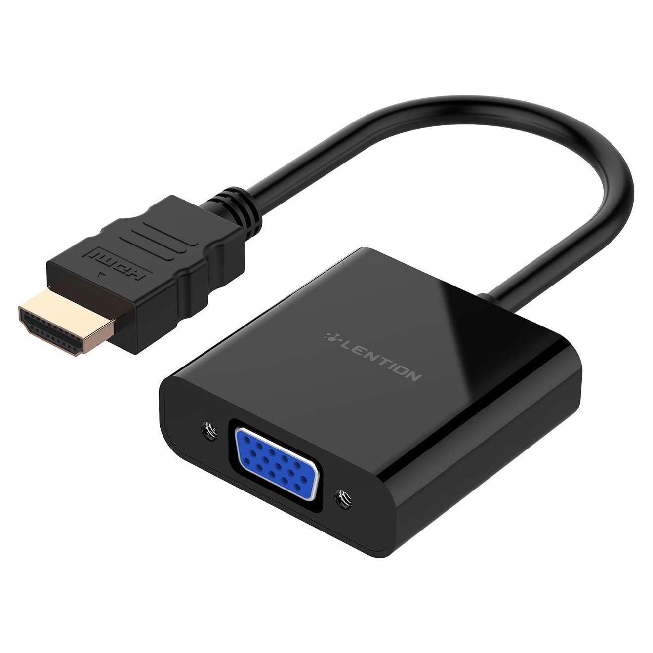 Adaptador HDMI a VGA LENTION 1080P Plug and Play Negro