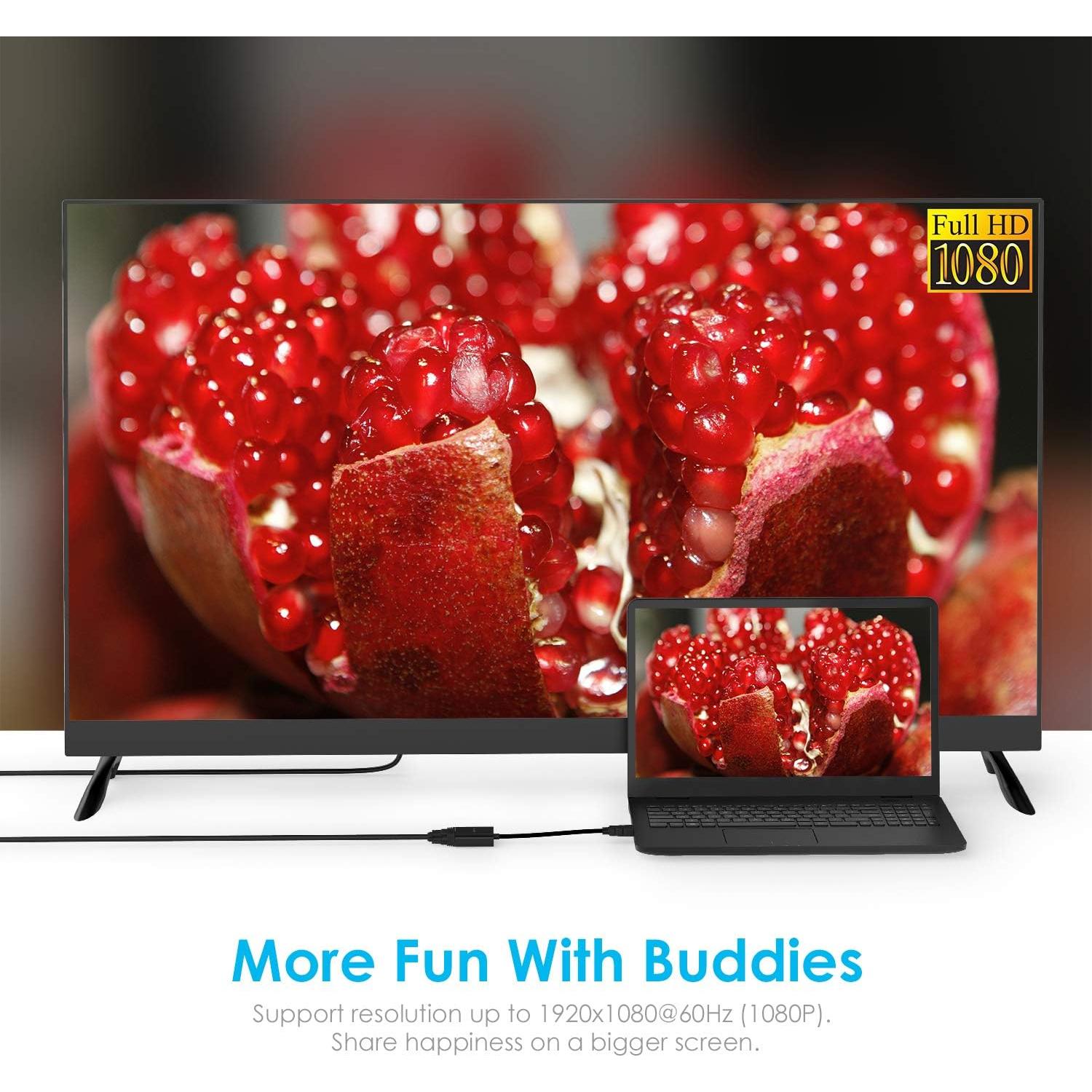 Adaptador HDMI a VGA LENTION 1080P Plug and Play Negro