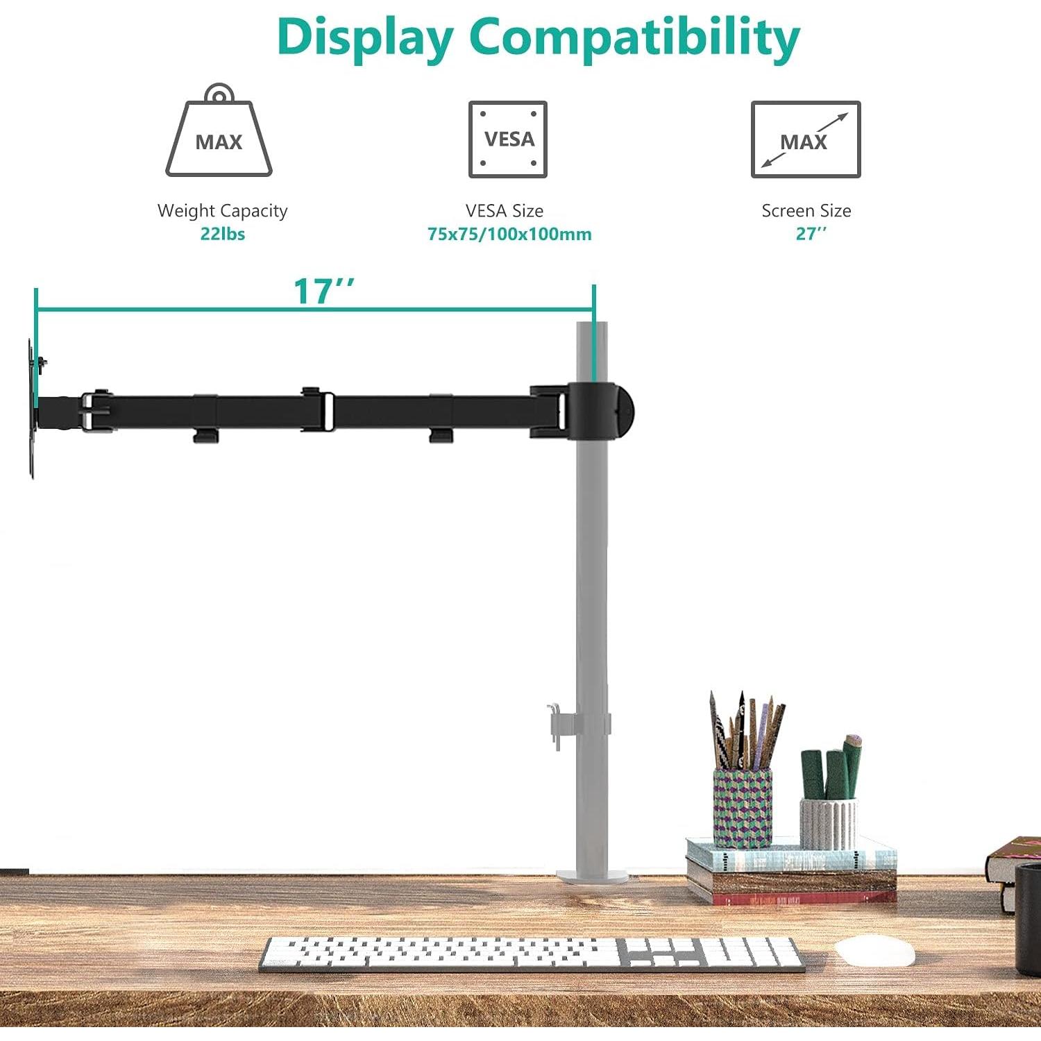 Soporte de Monitor WALI 001ARM Ajustable 27" Negro