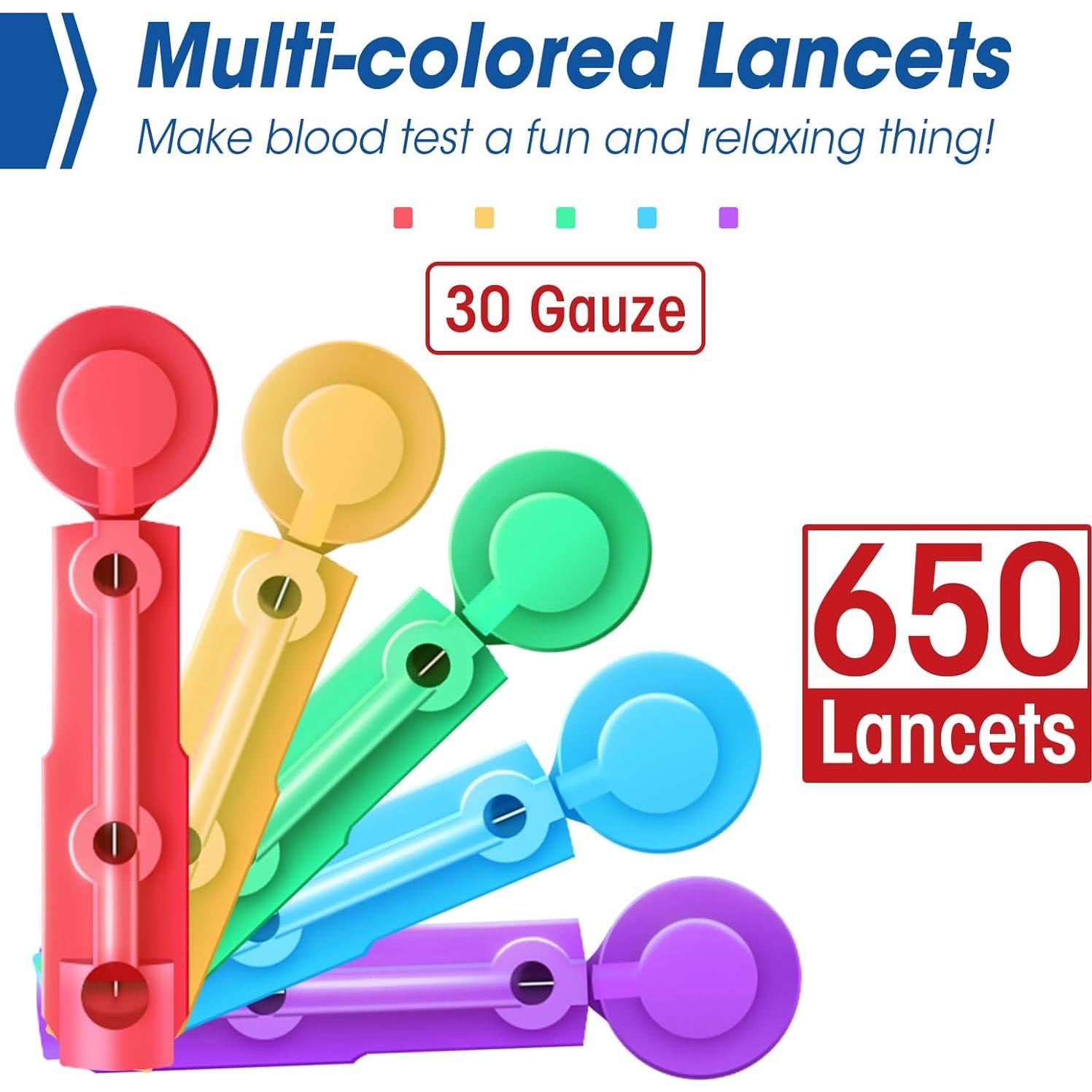 Lancetas Estériles AZEN 650 Pcs 30G para Diabetes