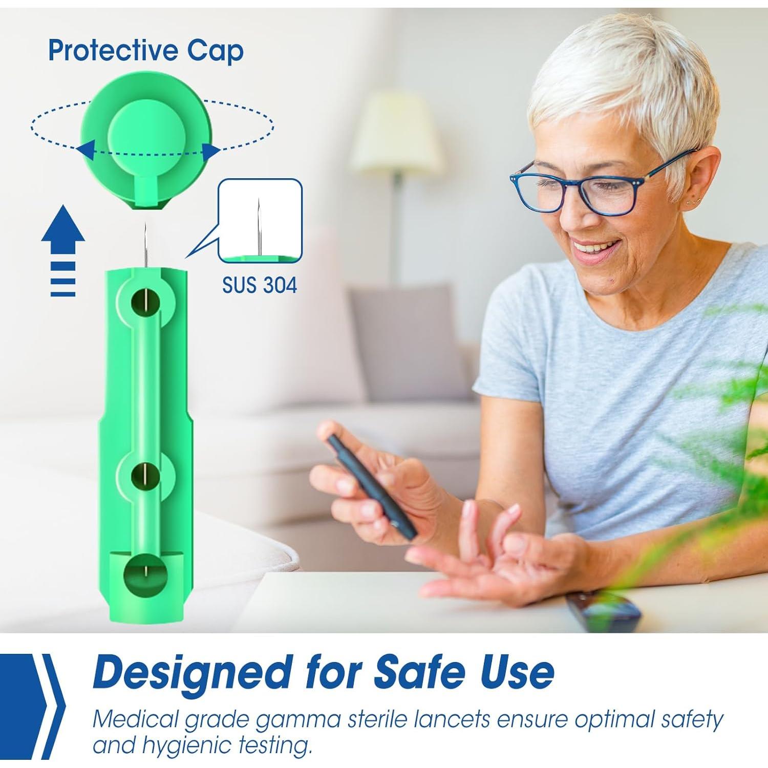 Lancetas Estériles AZEN 650 Pcs 30G para Diabetes