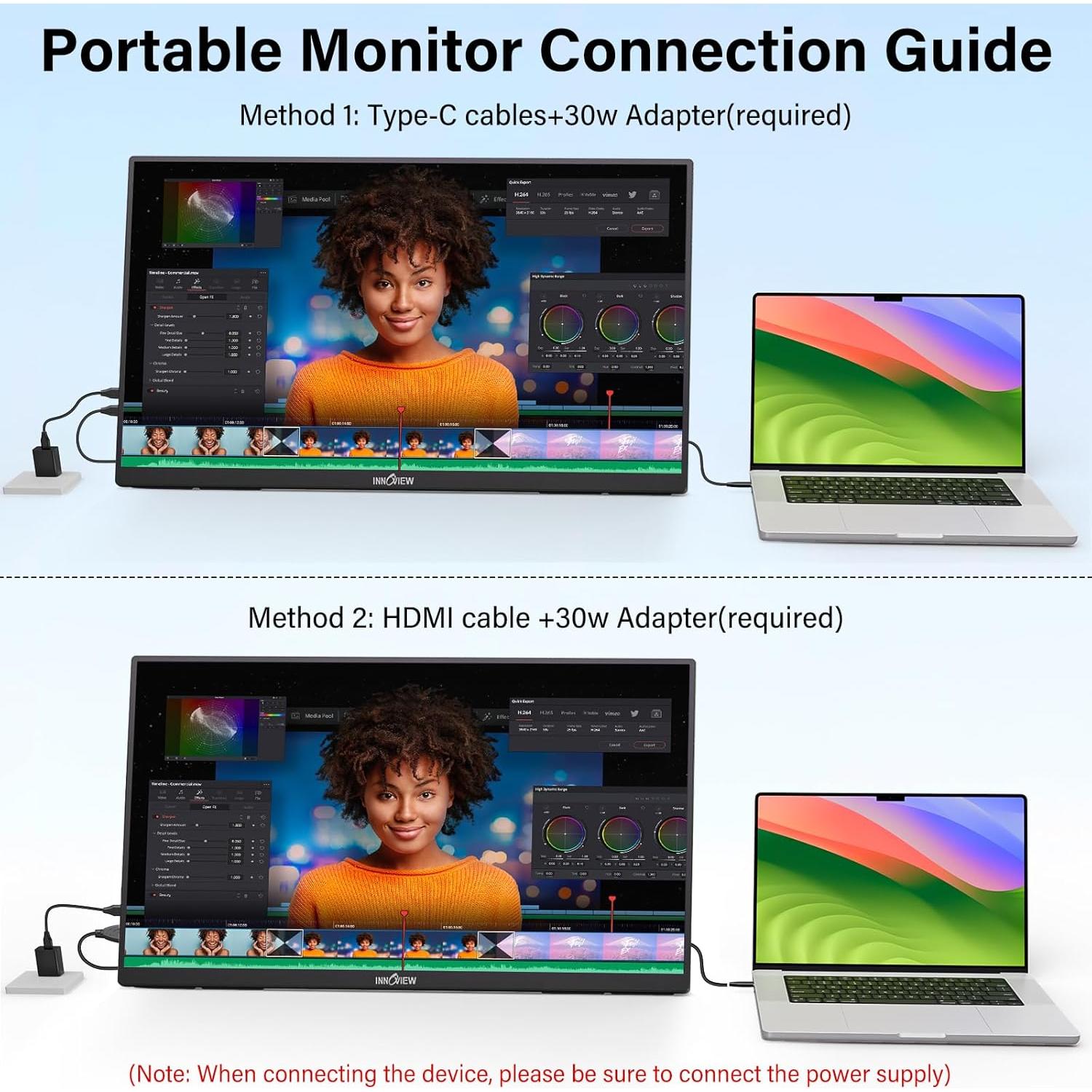 Monitor Portátil InnoView 23.8" FHD 144Hz USB-C HDMI