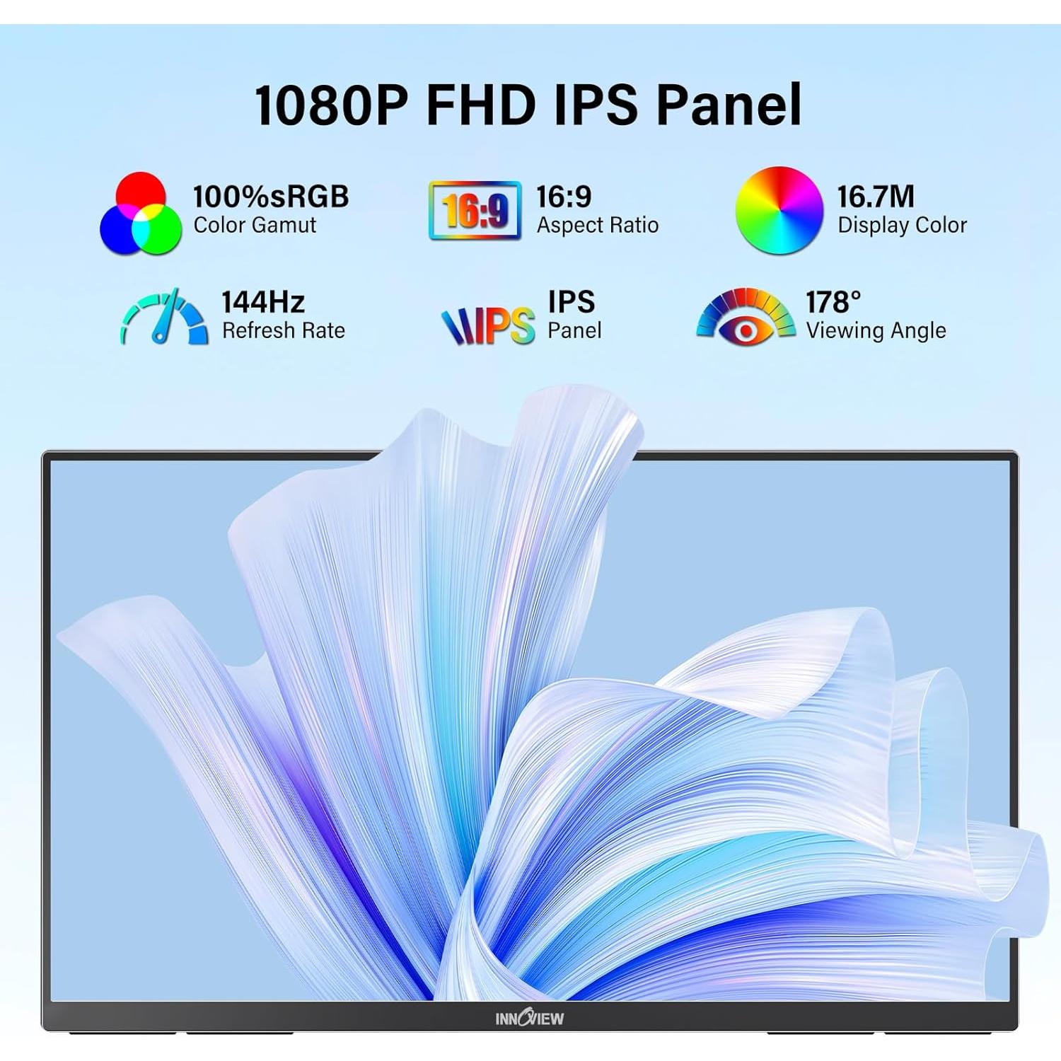 Monitor Portátil InnoView 23.8" FHD 144Hz USB-C HDMI