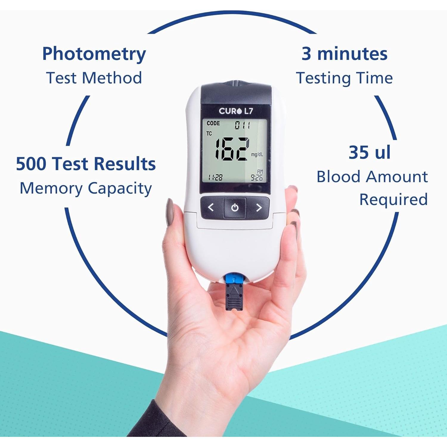 CURO-L7 Monitor de Colesterol Profesional con Kit Completo