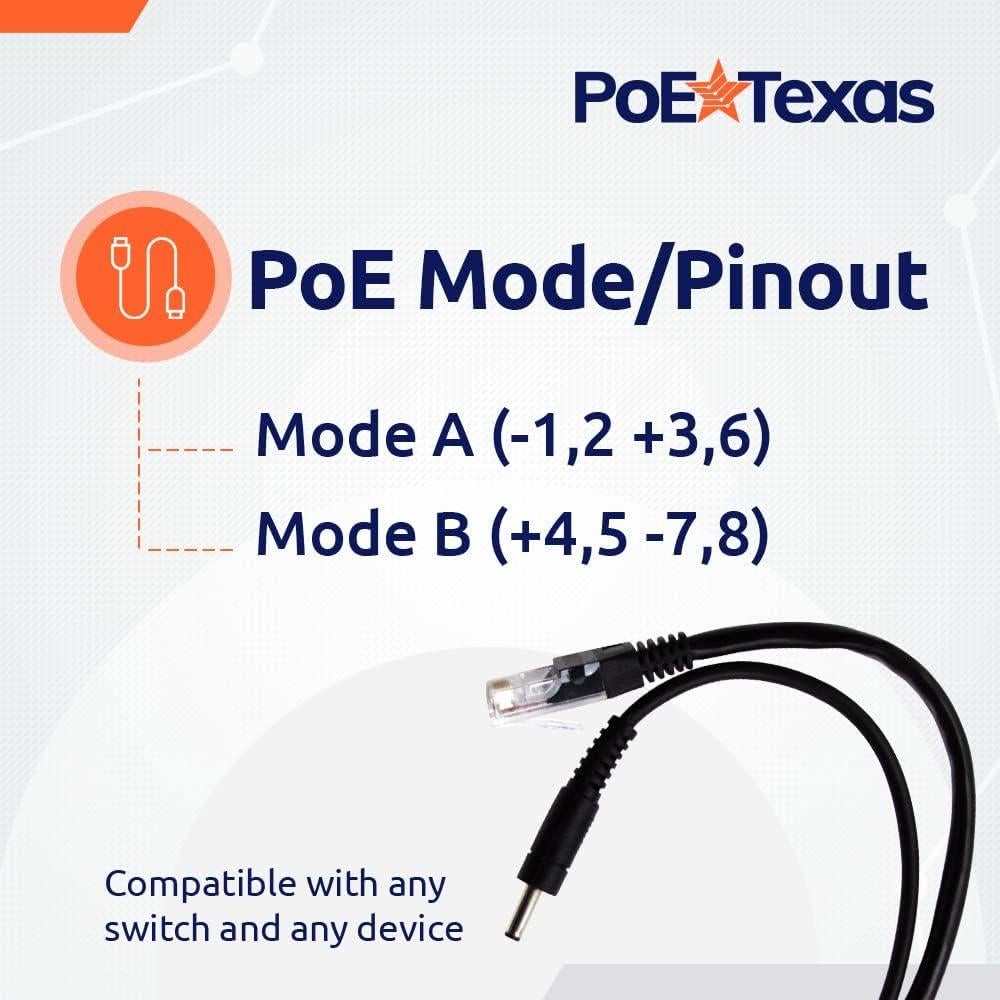 Divisor PoE 802.3af PoE Texas 5V 10W para Cámaras y Dispositivos