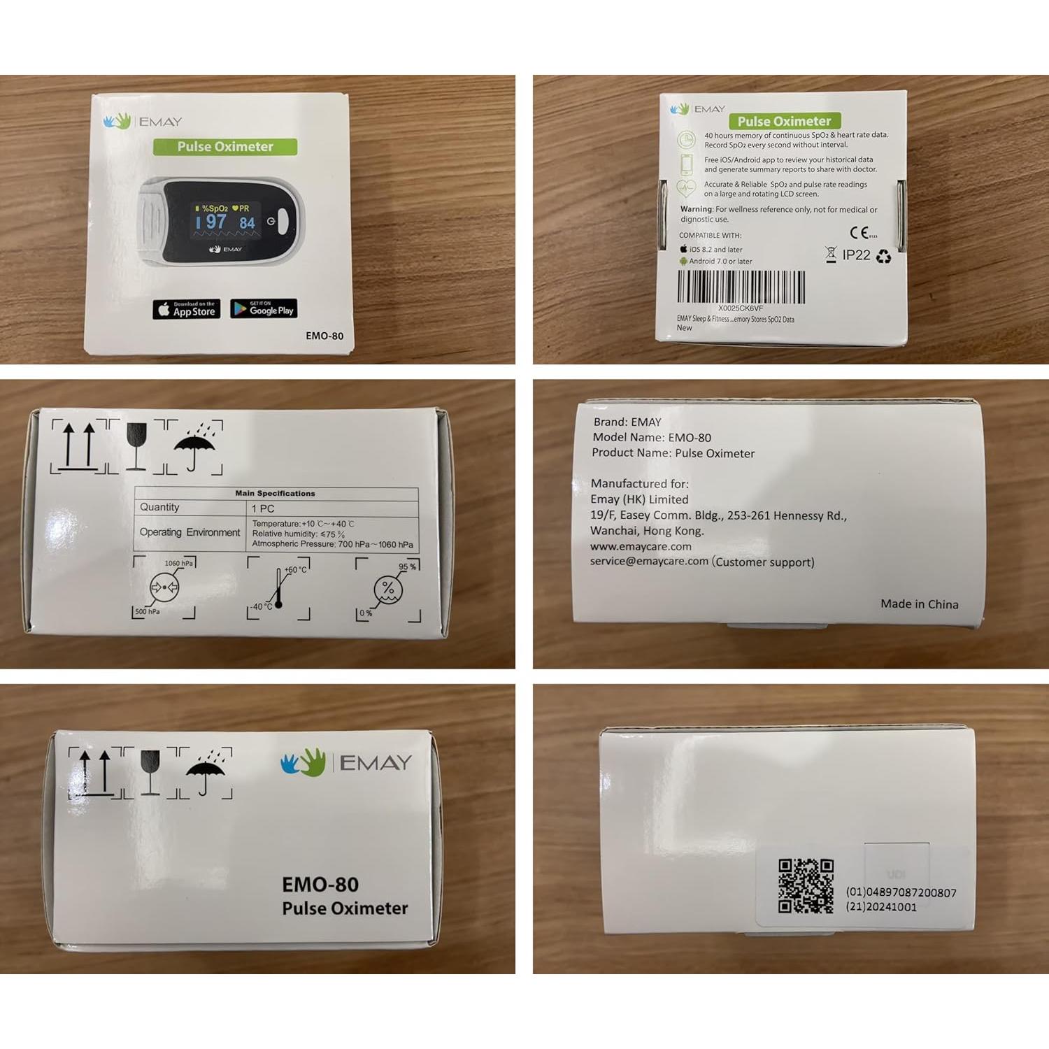 Monitor de Oxígeno EMAY EMO-80 con Grabación y App