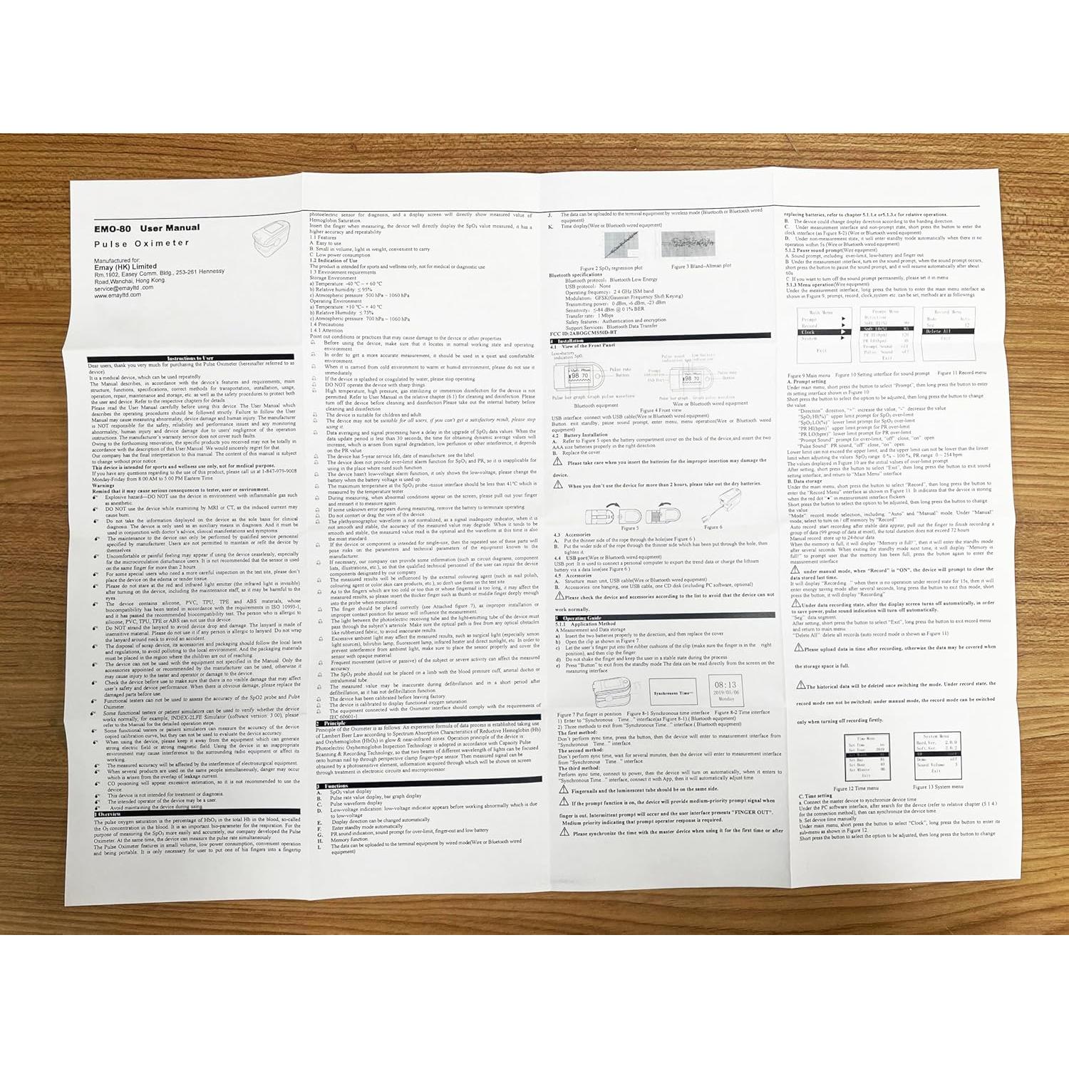 Monitor de Oxígeno EMAY EMO-80 con Grabación y App